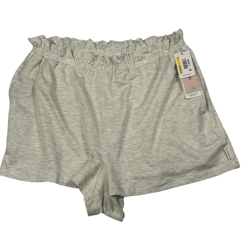 Calvin Klein Women Heather Grey Paperbag Waist Sleep Shorts‎ QS6680-061 M